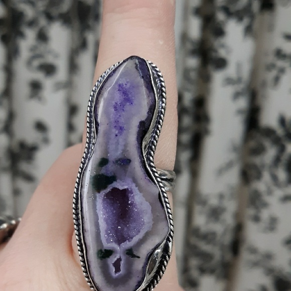 New Solar Quartz Agate Druzy 925 Silver Ring. - Picture 6 of 11